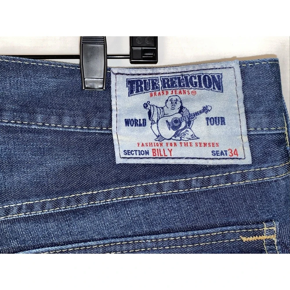 TRUE RELIGION BILLY BOOTCUT JEANS Mens 36x34 USA Made DARK Auburn Fine Stitching